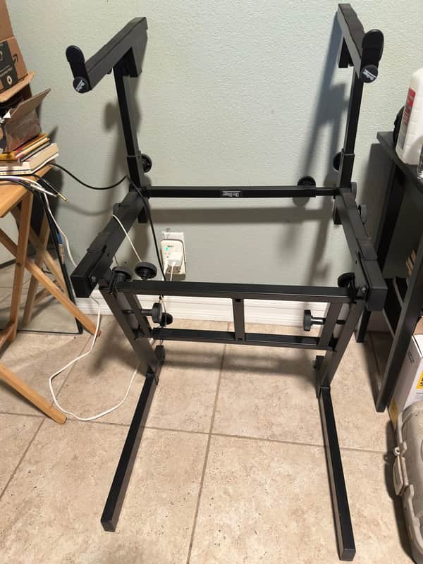 On-Stage KS7365-EJ Pro Heavy-Duty Folding-Z Dual Tier Keyboard Stand 2010s - Black image 1