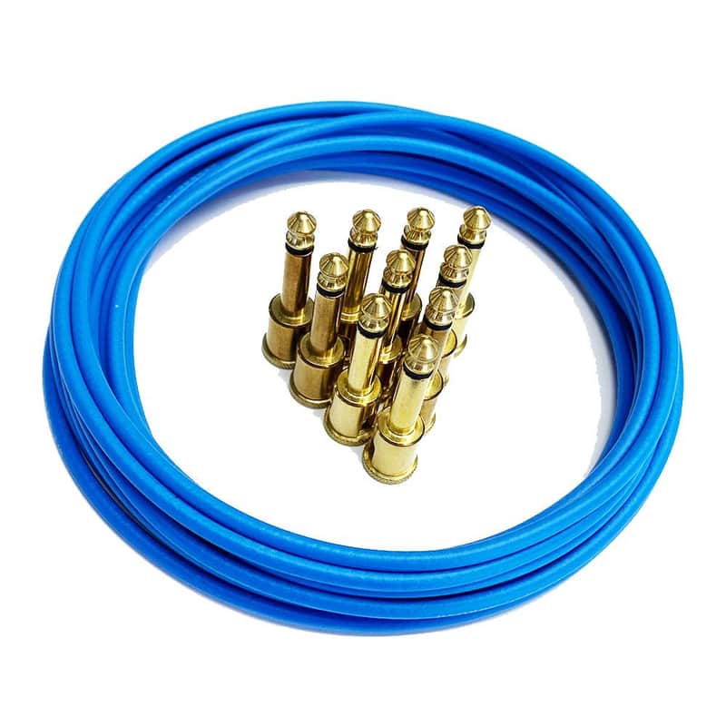 George L's Pedalboard Effects Cable Kit Blue Cable .155 Unplated Angled Plugs image 1