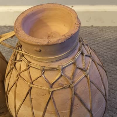 Traditional Moroccan Clay Double Tam Tam / Tbilat Drums image 5