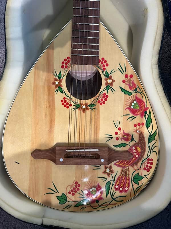 Trembita K-58 Kobza 7-Course / 14-String Ukrainian Folk Lute 2015 Hand-Painted w/ Case image 1