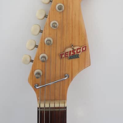 Vintage 1960s Teisco Guitar Tulip Model E-110 2 PU Clean Rare Sunburst image 3