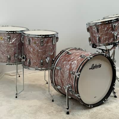 Ludwig 12/13/14/16/20 Classic Maple Drum Set - Exclusive Rose Marine Pearl image 3