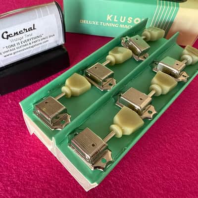 Kluson Single line 3 + 3 Guitar tuners for Gibson ®️ Guitars - Nickel - Single ring vintage tulip image 3