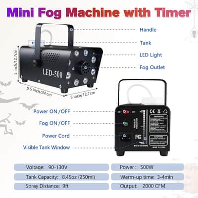 Fog Machine Smoke Halloween Party: Outdoor 13 Colorful 8 Led Lights - 500W 2000Cfm Fog With Wireless Remote Control… image 6
