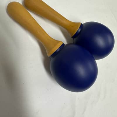 6" Mini Maracas, Wooden, 6" x 2", Mid-East MARB, Painted Blue - NEW image 9