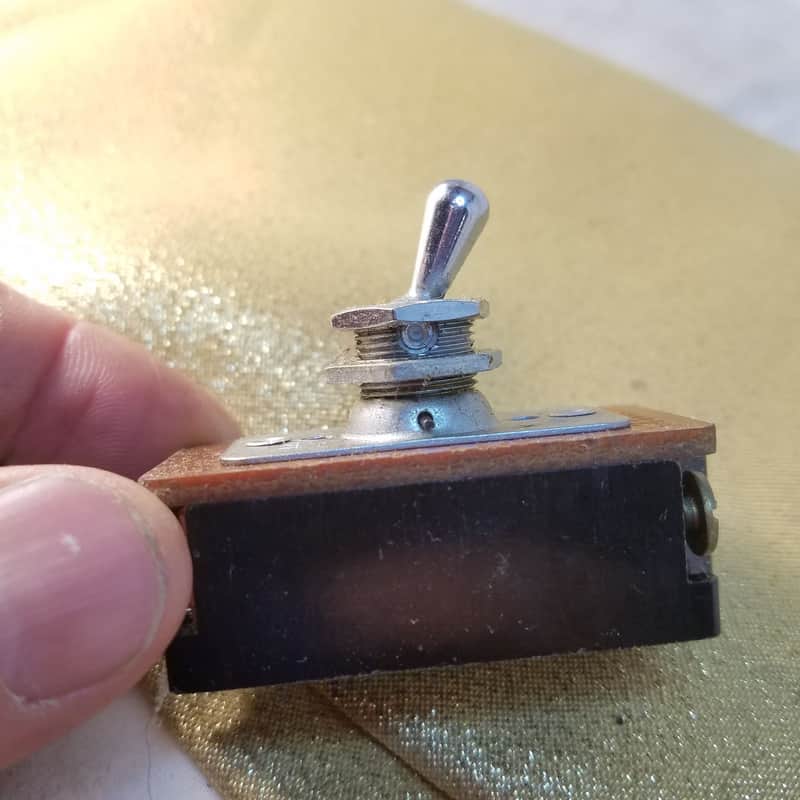 Bell & Howell Vintage panel mount metal toggle switch DPST On-Off 4 contact terminal 117V hi-current USA 1950s - silver and black image 1