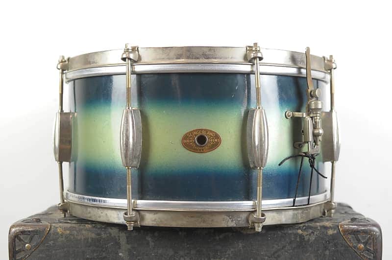 1950s Slingerland 7x14 Student Model Blue & Silver Duco Radio King Snare Drum image 1
