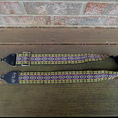 Vintage 1960's Bobby Lee Banjo Strap! Cool Purple/Green Pattern, Metal Buckle! Original Case Candy! Bild 2