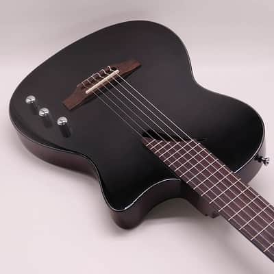 Black Silent Electric Classical Guitar Hollow Body 39 Inch 6 String Flame Veneer Top High Glossy Nylon Strings image 6