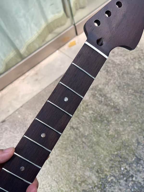 1 Large headstock 25.5 inch 22 frets wenge guitar neck hole 10mm Satin wenge fingerboard image 1