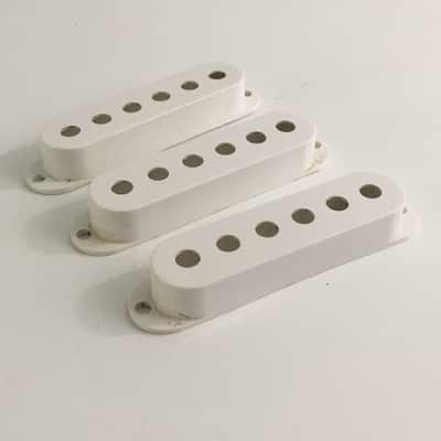 3 Genuine Fender Pure Vintage Strat Pickup Covers Electric Light NOS Relic White USA Made image 1