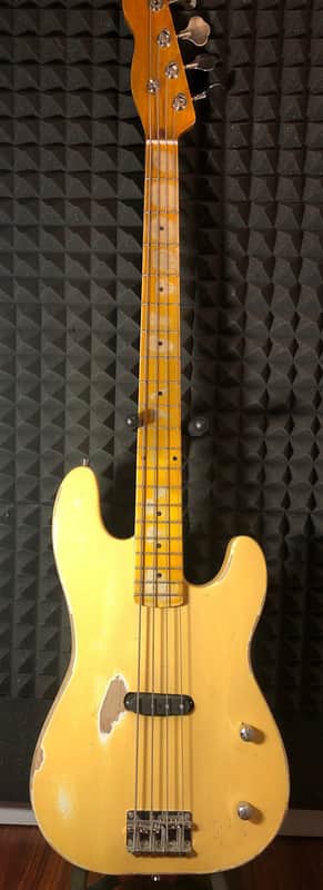 Dusty Hill Signature 51 Telecaster Tribute Bass 2022 - Relic 2022 - Yellow Relic image 1