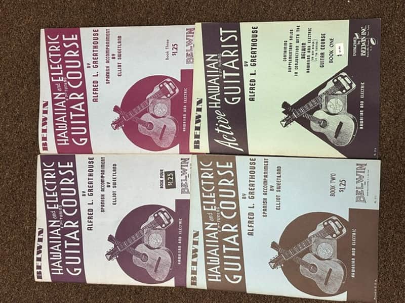 Used Vintage Retro Old Belwin Set of 4 different music books Hawaiian & Electric Guitar Course Books image 1