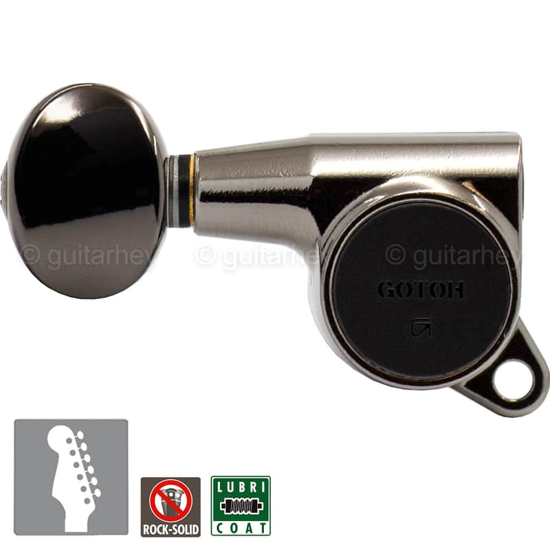 NEW Gotoh SG381-05 Set 6 in line Mini Tuners w/ screws LEFT HANDED - COSMO BLACK image 1
