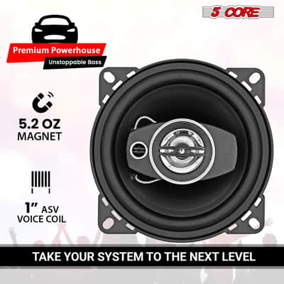 5Core Coaxial Door Car Speakers 4” Pair 250W 4Ohm 2 Way Component Subwoofer Audio w Super Tweeter image 4