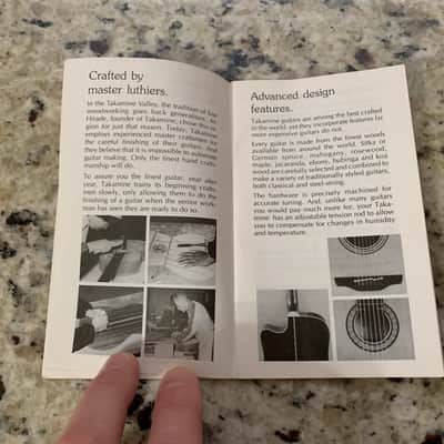 Takamine Guitar Owners Manual 1991 image 2