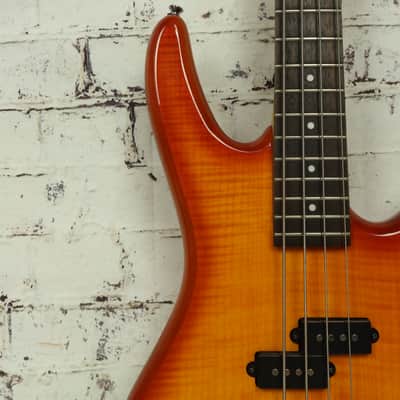 2010 Ibanez GIO GSR200FM 4-String Active Electric Bass Flamed Maple Amber Burst image 5