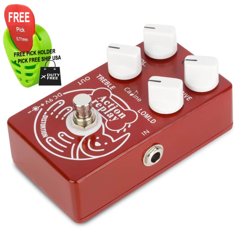 Caline CP-74 Red Action Replay Distortion Pedal True Bypass, FREE PICK + HOLDER+ FREE SHIP USA image 1