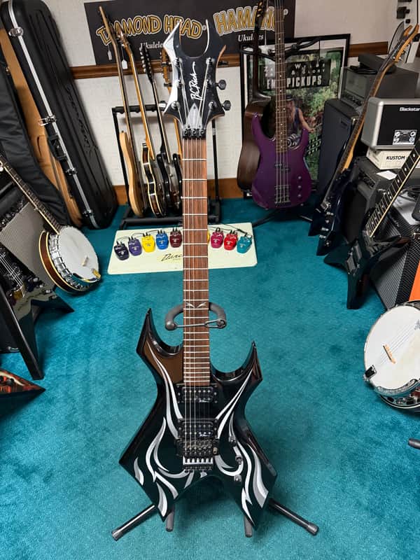 B.C. Rich Kerry King Wartribe 2 Warlock KKW2TO Onyx with Tribal Fire Graphic image 1