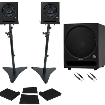 (2) Presonus Eris Pro 8 Powered 8" Studio Monitors+Stands+Pads+10" Subwoofer image 1