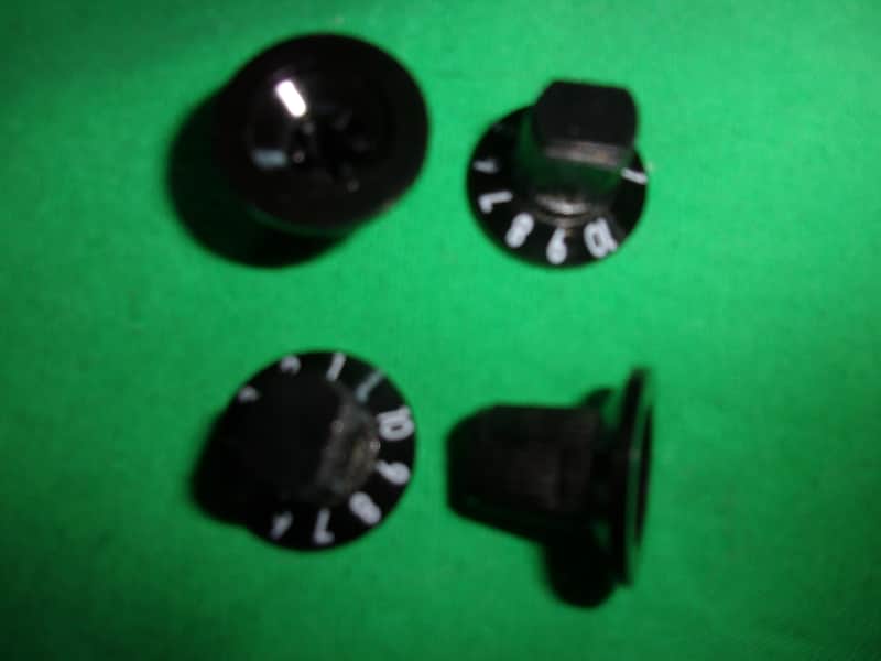 New Lot of 4 Black Knobs with White numbers for Volume / Tone Controls Amps etc. image 1