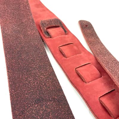 Walker & Williams STR-10 Amaranth Red Distressed "Weathered" Top Grain Italian Leather Guitar Strap image 7