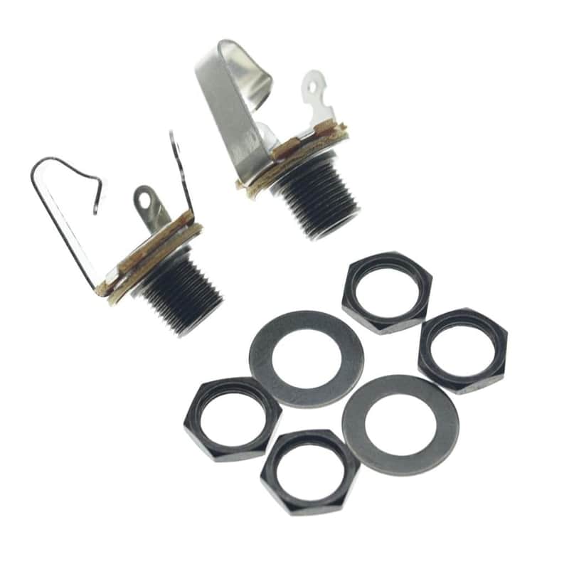 Black Nickel Premium 2-Pack Brass Material American Thread Audio 1/4" Female Guitar/Bass Output/Input Jack 6.35mm TS Mono Panel Mount Jack Socket with Nuts and Washer image 1