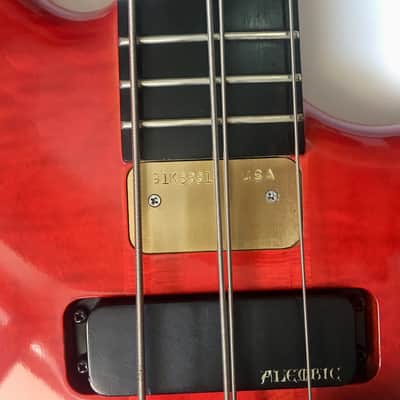 Alembic Essence 4-String 1991 Flame Maple / Trans Red image 7