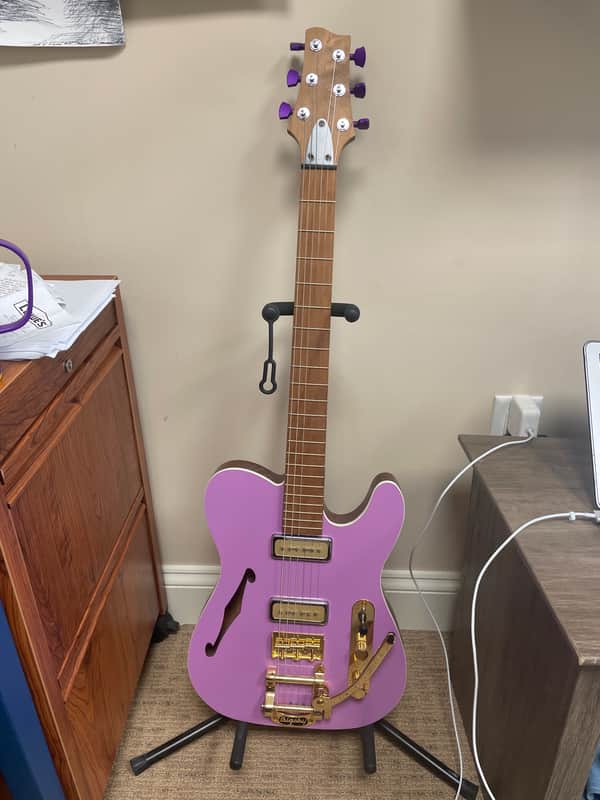 Custom Semi-Hollow Tele Style Tele Style 2021 Magenta image 1
