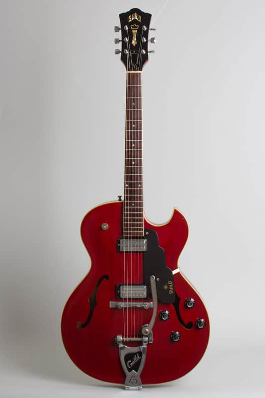 Guild Starfire III Thinline Hollow Body Electric Guitar (1966), ser. #EK-1349, original black hard shell case. image 1