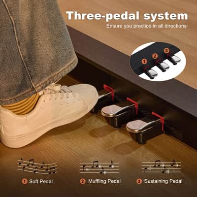 88-Key Fully Weighted Digital Piano w/ Hammer Action Bluetooth MIDI & 3 Pedals image 10