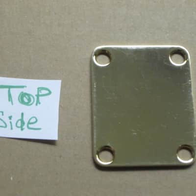 very lightly relic'd genuine Fender Gold Four Bolt Neck Plate (gold plated steel) +screws p/n 0991447200 (blank, NO Micro-Tilt Adjustment) from 2002-2003 SRV Artist Ser Strat (NO guitar) but can be used on dif year guitar / bass] Screws: # 8, 1&1/4" L image 20