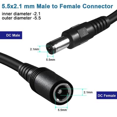 Dc Power Extension Cable,5.5mm x 2.1mm 12v Extension Cord 13FT Security Camera Cable DC Male to Female Extender Wire for CCTV IP Indoor Camera Dvr Standalone LED Strip,DC Supply Adapter image 4