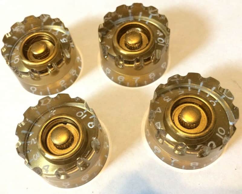 Four Genuine Gibson Gold Ridged Speed Grip Guitar Knobs~Original Les Paul, SG image 1