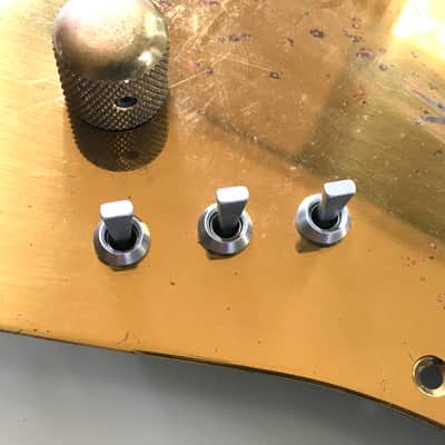 Schecter complete F500t Stratocaster monstertone single coil pickup assembly with brass pickguard image 6