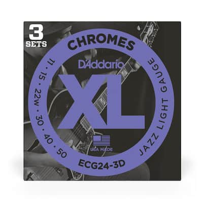 D'Addario XL Chromes Flatwound Electric Guitar Strings; 3-PACK gauges 11-50 image 1