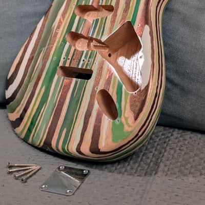 Franchin Guitars Stratocaster body - colorful Wood Grain Green Oil Paint and Bronze Metallic Leaf Swamp Ash image 2
