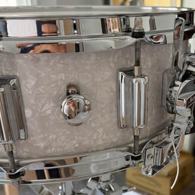 Rogers DynaSonic No. 36 Re-Issue White Marine Pearl Beavertail Snare Drum 2024 image 1