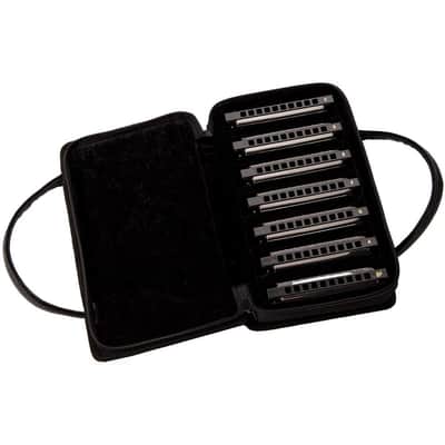 Fender Blues Deluxe 10-Hole Diatonic Harmonica 7-Pack with Case, Key of C, G, A, D, F, E, Bb image 2
