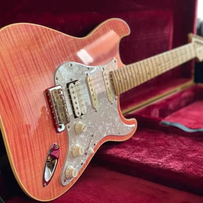 Fender Japanese Ltd Edition 'AST-FMT' Aerodyne Stratocaster 2016 Transparent Pink Maple Flametop w/ Hardcase image 3