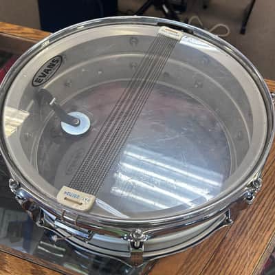 Ludwig No. 404 Acrolite 5x14" 8-Lug Aluminum Snare Drum with Pointed Blue/Olive Badge 1969 - 1979 - Matte Aluminum image 5