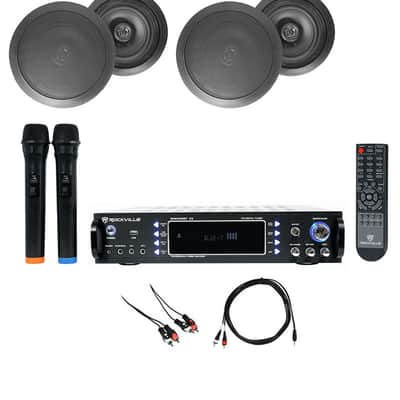 Rockville RPA70WBT Bluetooth Karaoke Amplifier+4) 8" Black Ceiling Speakers+Mics image 19