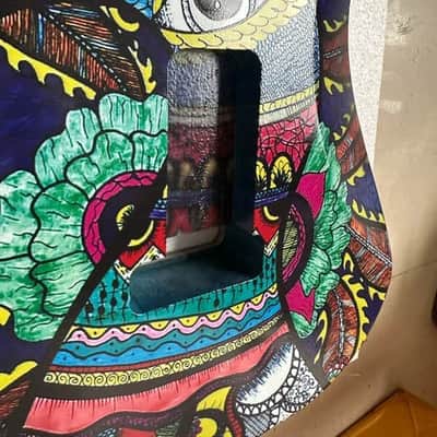Custom Blue Grafitti Finish Guitar Stratocaster Strat Style Poplar Wood Body image 4