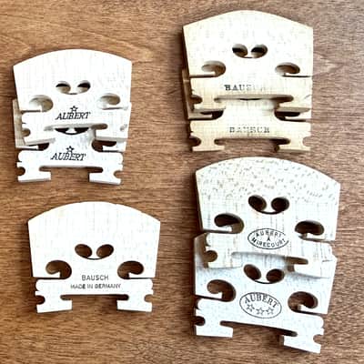 Mixed Lot of 7 Violin Bridges - Aubert and Bausch 4/4 3/4 and 1/2 Sizes image 1