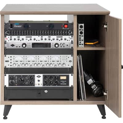 Gator Elite Furniture Series Rolling Rack Sidecar Cabinet in Driftwood Grey Finish with Configurable Rack Space & Shelving GELITESIDECAR-GRY image 8