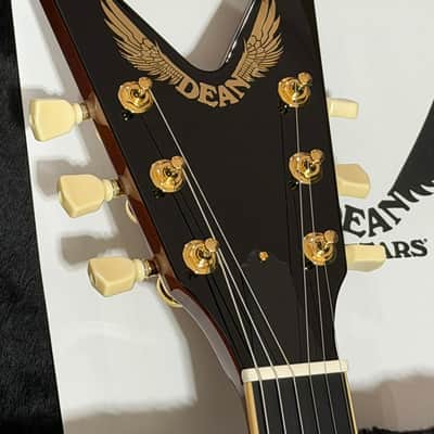 Dean USA Vengeance Mahogany Pickguard Gold Hardware V with Hard Case Gloss Natural USA VEN PG GN image 6
