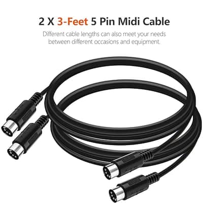MIDI Cable, 2-Pack 3-Feet Male to Male 5-Pin MIDI Cable Compatible with MIDI Keyboard, Keyboard Synth, Rack Synth, Sampler, External Sound Card, Sound Source and Other Music Gear image 5