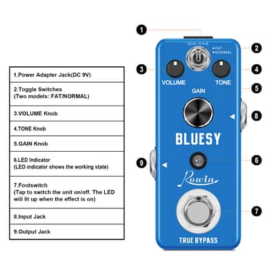 Rowin LEF-321 Bluesy Blues Overdrive Guitar Effect Pedal 2 Modes Bright/Fat Holiday Special $29.80 image 5