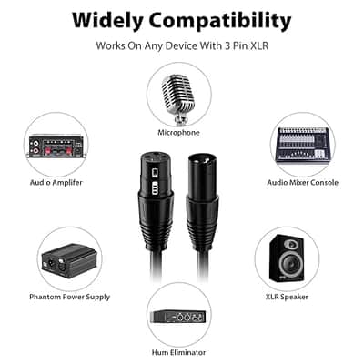 XLR Cables 25Ft 4 Packs XLR Microphone Cable, 3-pin XLR Speaker Cable Male to Female Balanced Mic Cable image 2