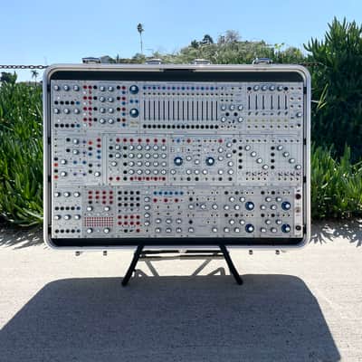 Buchla Tiptop 200t series with BPNYC ZERO Halliburton Eurorack Modular Travel Case NOS SILVER 122hp 9U image 2